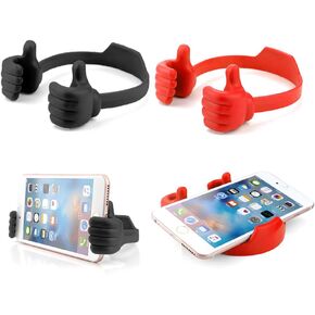 Thumbs up Cell Phone Holder Adjustable Silicone Tablet Stand Portable Desktop OK Stands Compatible for iPhone iPad Samsung Motorcycle Google TCL (Green Pink Black Blue, 4PCS)
