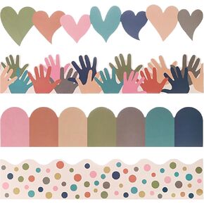 160 Pcs/183.6ft Colorful Boho Borders for Bulletin Board Display Borders for Classroom Trim Classroom Borders for Bulletin Board Border Stickers for Back to School Classroom Wall Chalkboard Decoration