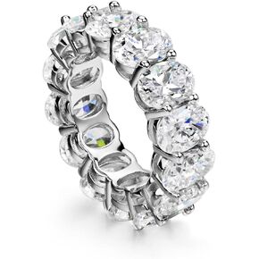 Michooyel S925 Oval Cut Eternity Ring 5x7mm CZ Band Ring Wedding Ring Sterling Silver Rings for Women