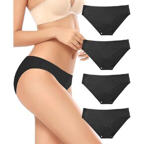 4-6 pack Women's Seamless Underwear No Show Stretch Bikini Panties Silky Invisible Hipster