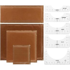 JIANWEI Heat Press Pillows 9 Pcs in 1 Set, 4 Sizes Heat Pressing Transfer Pillow and 5pcs Tshirt Ruler Guide for Vinyl, for DIY Screen Print Heat Press Sublimation(Brown)