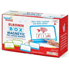 hand2mind Elkonin Boxes Magnetic Dry Erase Boards Set, Phonemic Awareness, Speech Therapy Materials, Letter Sounds for Kindergarten Phonics, Science of Reading Manipulatives (Set of 8)
