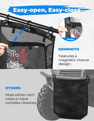 KEMIMOTO PVC Mesh Trash Bag for UTV ATV, Dry-Wet Large Trash Sack Bag Universal Accessorie Compatible with Polaris RZR, Can-Am, CFMOTO, Teryx, Pioneer, Golf Cart, Off-Road-Work (Blue) in Saudi Arabia