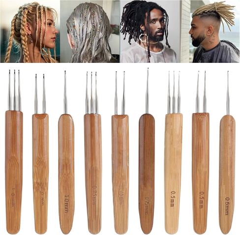 9pcs Crochet Hooks for Hair Locs (Single, Double, Triple) Dreadlock Accessories Machine Crochet Hook Crochet Needles for Hair Interlocking Tool (0.5, 0.75, 1.0mm) in Saudi Arabia