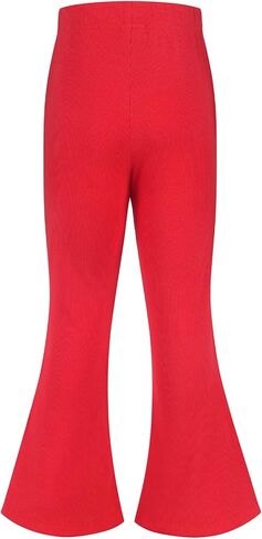 Spring&Gege Girls Ribbed Knit Bell Bottoms Flare Leggings Ruffle Bootcut Pants Casual Solid Fall Outfits (5-12 Years) in Kuwait