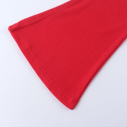 Spring&Gege Girls Ribbed Knit Bell Bottoms Flare Leggings Ruffle Bootcut Pants Casual Solid Fall Outfits (5-12 Years) in Kuwait