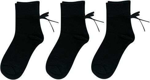 Women Socks Bow Crew Socks Cotton Sweet Lolita Dress Breathable Soft Girls Socks 3 Pairs in Saudi Arabia