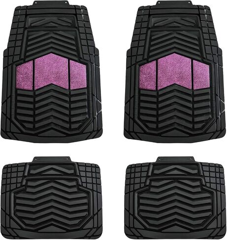 August Auto All Weather Two Tone Heavy Duty Rubber Universal Fit Car Floor Mats,Fit for Cars, Sedans, SUVs, Trucks and Vans,Set of 4 (Black and Blue) in Saudi Arabia
