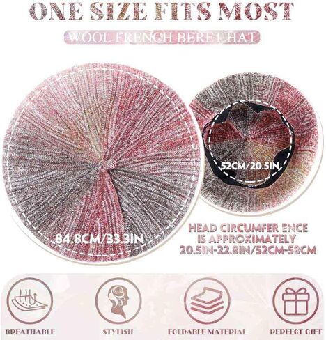 Wooee متماسكة الكروشيه قبعة البيريه الفرنسية مزيج الصوف قبعة دافئة قبعة الشتاء للنساء الفتيات البني in Kuwait