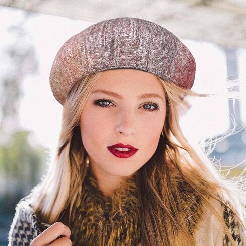 Wooee متماسكة الكروشيه قبعة البيريه الفرنسية مزيج الصوف قبعة دافئة قبعة الشتاء للنساء الفتيات البني in Kuwait