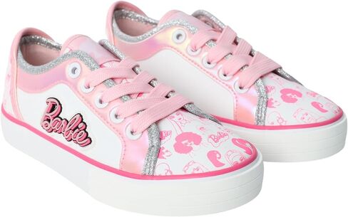 أحذية باربي الرياضية للفتيات ذات الرقبة المنخفضة أحذية رياضية باللونين الوردي والأبيض مقاسات 11-3 (طفل صغير/طفل كبير) in Kuwait