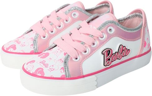 أحذية باربي الرياضية للفتيات ذات الرقبة المنخفضة أحذية رياضية باللونين الوردي والأبيض مقاسات 11-3 (طفل صغير/طفل كبير) in Kuwait