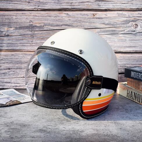 Universal Open Face 3/4 Helmet Visor Lens Bubble Motorcycle Windshield Capacete Lens Vintage Motorbike Helmet Goggles (Clear) in Kuwait