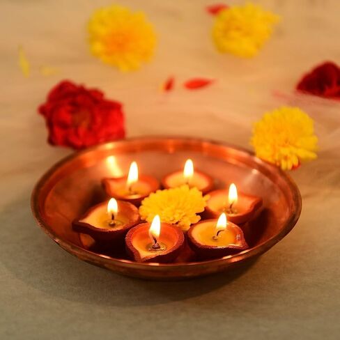 ATCUSA Nitya Poojan Clay Diya | Mitti Diya Filled with Clarified Butter Ghee | Burning Time Upto 30 min| Handmade Wax Free Diya for Pooja Festivals & Religious Rituals | Mandir Decor Diwali | (30) in Saudi Arabia
