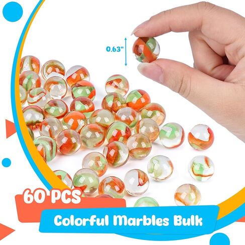 MCPINKY 110PCS Glass Marbles Bulk, Round Glass Beads Colorful Glass Marbles for Vase Fillers Marble Runs Home Decor 0.63 Inch in Kuwait