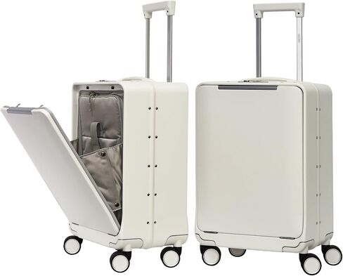 OUZZO Luggage,carry-on luggage,wheeled carry-on luggage,with front opening,TSA approved lock,wheeled carry-on luggage,hardshell suitcase,20-inch suitcase,White in Saudi Arabia