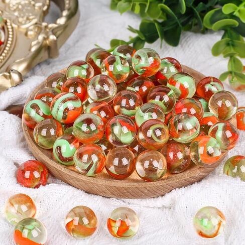 MCPINKY 110PCS Glass Marbles Bulk, Round Glass Beads Colorful Glass Marbles for Vase Fillers Marble Runs Home Decor 0.63 Inch in Kuwait