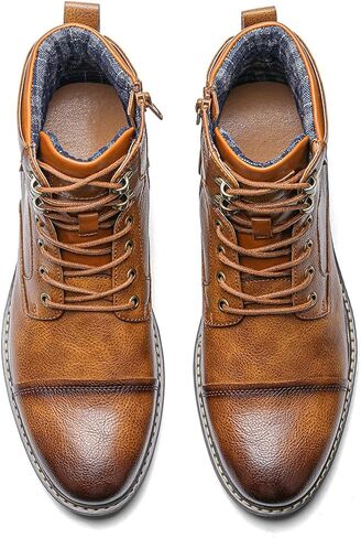 Harssidanzar Men's Motorcycle Boots,Dress Boots for Men Casual Boots Combat Ankle Dress Boots For Man KM301US in Saudi Arabia