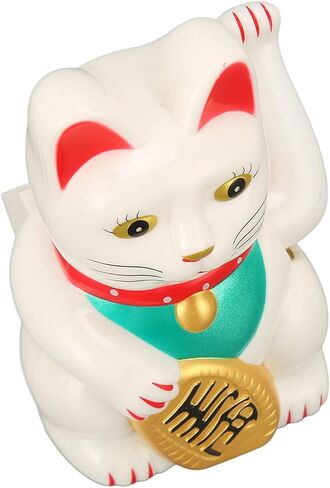 Lucky Solar Fortune Cat, Solar Powered Cute Waving Cat with 4 Inch Waving Arm for Home (White MLY23056 1) in Kuwait