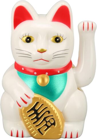 Lucky Solar Fortune Cat, Solar Powered Cute Waving Cat with 4 Inch Waving Arm for Home (White MLY23056 1) in Kuwait
