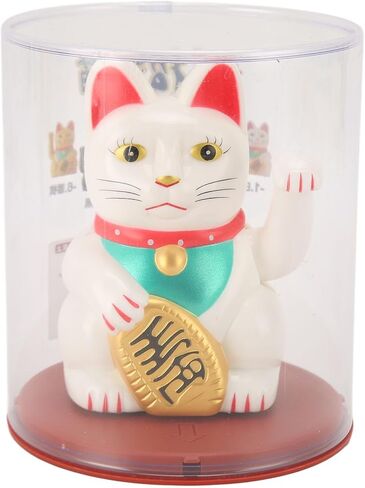 Lucky Solar Fortune Cat, Solar Powered Cute Waving Cat with 4 Inch Waving Arm for Home (White MLY23056 1) in Kuwait