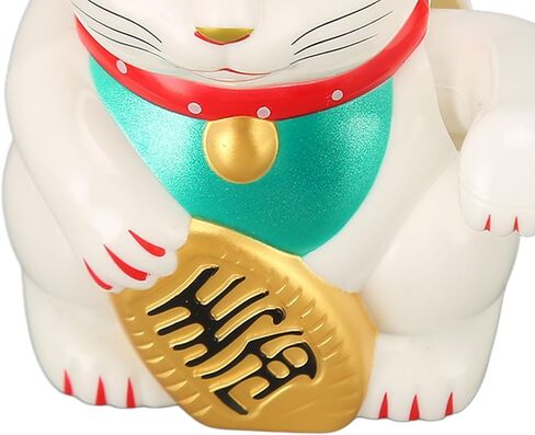 Lucky Solar Fortune Cat, Solar Powered Cute Waving Cat with 4 Inch Waving Arm for Home (White MLY23056 1) in Kuwait