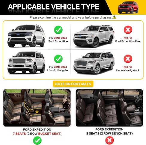 Trunk Mat & Backrest Mat for 2018-2024 Ford Expedition/Lincoln Navigator Cargo Mat(Not for Max or L Models), Rear Seat Back Cover Cargo Liner for 18-24 Expedition/Navigator Accessories in Saudi Arabia