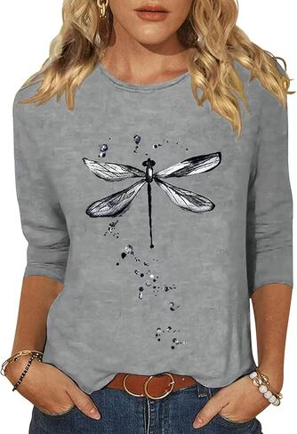 Woffccrd Womens Casual Halloween 3/4 Sleeve Crew Neck Tee Shirts Leopard Pumpkin Shirts Thanksgiving Fall Tops in Saudi Arabia