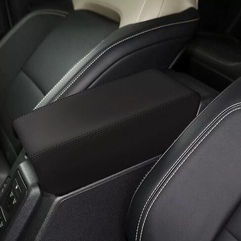 غطاء وحدة التحكم المركزية faccibbg لسيارة Ford Bronco 2021-2024 (أسود)، غطاء مسند ذراع من الجلد المقاوم للماء مضاد للخدش لملحقات Ford Bronco 2021 2022 2023 2024 in Kuwait