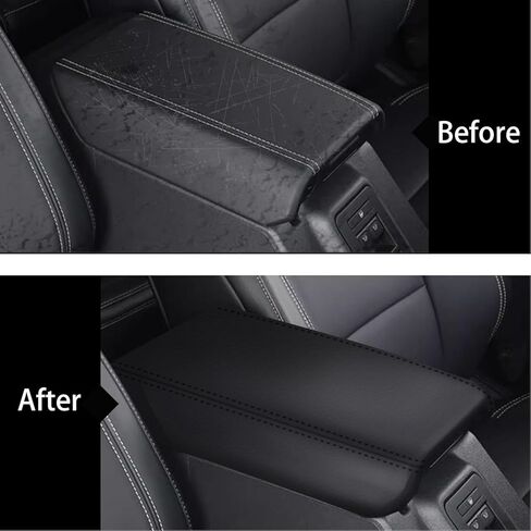 غطاء وحدة التحكم المركزية faccibbg لسيارة Ford Bronco 2021-2024 (أسود)، غطاء مسند ذراع من الجلد المقاوم للماء مضاد للخدش لملحقات Ford Bronco 2021 2022 2023 2024 in Kuwait