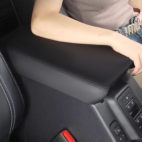 غطاء وحدة التحكم المركزية faccibbg لسيارة Ford Bronco 2021-2024 (أسود)، غطاء مسند ذراع من الجلد المقاوم للماء مضاد للخدش لملحقات Ford Bronco 2021 2022 2023 2024 in Kuwait