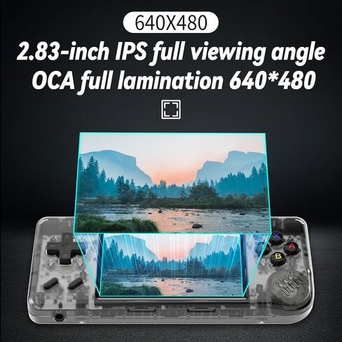 RG28XX Handheld Game Console with 640*480 2.83 Inch IPS Screen Built-in 5500+ Games 3100mAh Battery Linux System Support HDMI TV Output Multimedia Player (Black Transparent) in Saudi Arabia