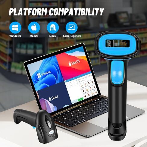 Portable 1D Wired Barcode Scanner - Durable USB QR Handheld Scanner,Fast Decoding Multiple Interface Ergonomic Design Bar Code Reader for Personal and Classroom Library Black in Saudi Arabia