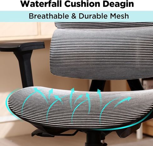 Ergonomic Mesh Office Chair, Office Chair with Advanced Adjustable 4D Headrest & Armrest, Lumbar Support for Long Hours, High-Back Computer Chair with Tilt Function, 5-Year Warranty,Black in Saudi Arabia