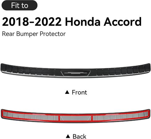 Exterior Rear Bumper Protector for Honda Accord 2022 2021 2020 2019 2018 Accessories Stainless Steel Rear Bumper Guard Trunk Sill Protector (Black Brushed) in Saudi Arabia