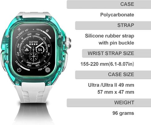 Rugged Case with Band for Apple Watch Ultra 2/1 49mm, Translucent Heavy Duty Case with Military Sport Strap for Men, Tactical Grade Shockproof Bumper Cover for iWatch, G-WR in Kuwait