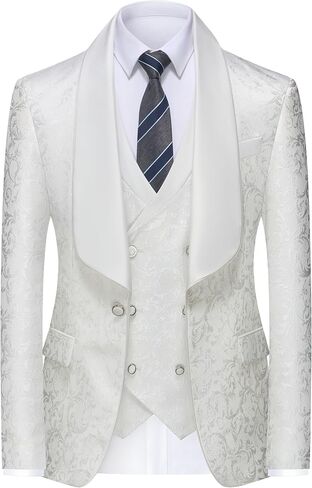 Mens Tuxedo Suit Set 3 Piece Slim Fit Wedding Prom Suit Blazer Jacket Vest Pants in Saudi Arabia
