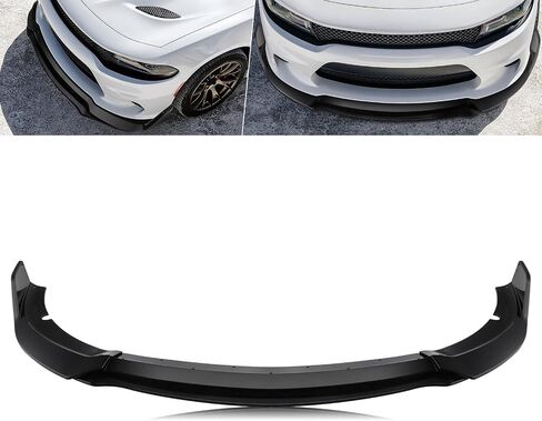 MotorFansClub 4pcs Front Bumper Splitter Lip Fit for Dodge Charger SRT 2015 2016 2017 2018 2019 2020 2021 2022 2023 V3 Style Front Protection Trim Splitter Spoiler, Glossy Black in Saudi Arabia