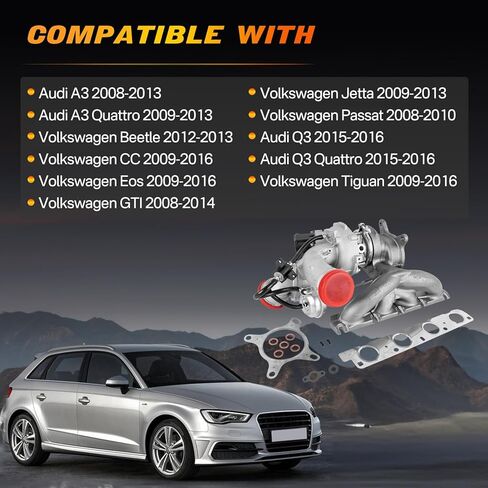 06J145713L K03 شاحن توربيني متوافق مع شاحن توربيني Audi A3 2008-2013 TT 2.0L Audi Q3 2015-2016 VW Beetle CC Eos GTI Jetta Passat 2009-2016 استبدال 06J145701N 06J145701T 06J145702K in Kuwait