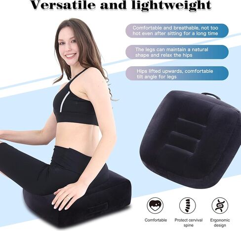 Extra Large Seat Cushion, Thick Chair Cushion Booster for Office Chair, to Rise Height, Velvet Cover with Handle and Anti-Slip Bottom, PP Cotton Filling, Coccyx Pain Relief (Black, X Large) in Saudi Arabia