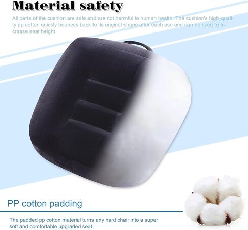 Extra Large Seat Cushion, Thick Chair Cushion Booster for Office Chair, to Rise Height, Velvet Cover with Handle and Anti-Slip Bottom, PP Cotton Filling, Coccyx Pain Relief (Black, X Large) in Saudi Arabia
