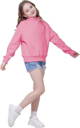 WULFUL Girls Casual Half Zipper Sweatshirts Long Sleeve Fashion Pullovers for Teen Girls in Saudi Arabia