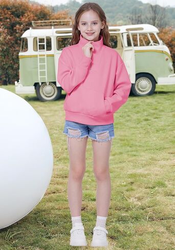 WULFUL Girls Casual Half Zipper Sweatshirts Long Sleeve Fashion Pullovers for Teen Girls in Saudi Arabia