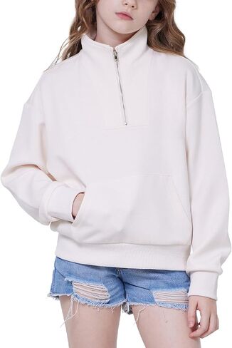 WULFUL Girls Casual Half Zipper Sweatshirts Long Sleeve Fashion Pullovers for Teen Girls in Saudi Arabia