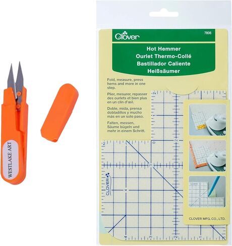 Hot Ironing Ruler for Sewing, Heat-Resistant Hot Hemmer Tool | Bundled with Westlake Art Embroidery Scissors - Accurate Grid Markings, Versatile for Crafting & Quilting [Pack of 1] in Saudi Arabia