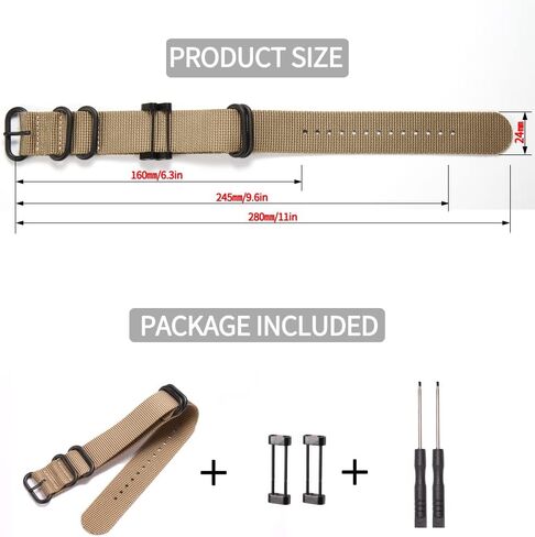 Nylon Replacement Strap Compatible with Suunto core all black military nylon band 24mm nylon watch band wrist strap for men in Kuwait