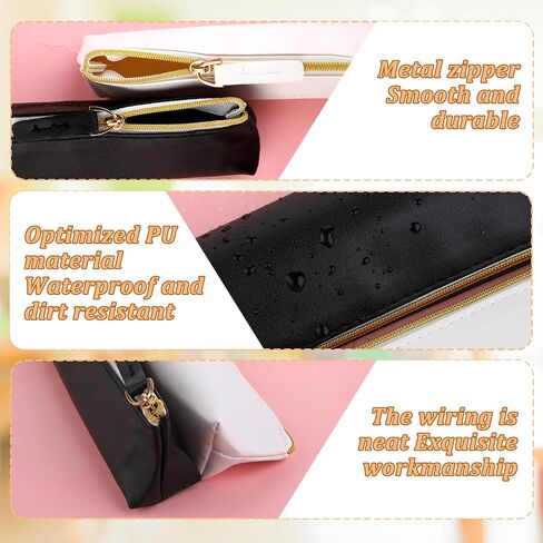 Giantree2 Pcs Leather Cosmetic Bag, Mini Cosmetic Bag for Purse Small Leather Pouch, Small Make Up Bag with Zipper, Portable Small Cosmetic Organizer or Women and Girls (Green and Pink) in Saudi Arabia