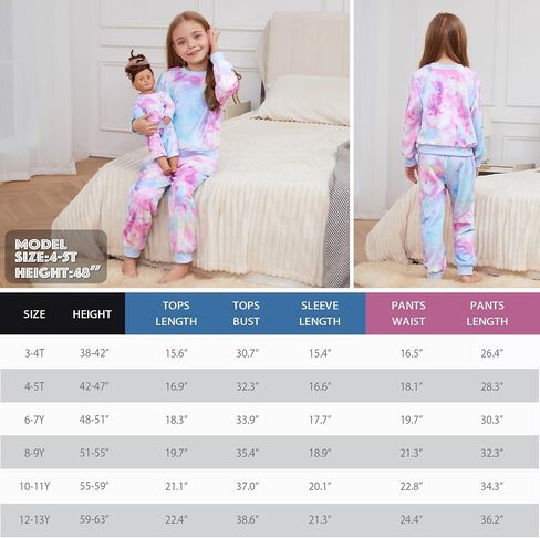 QPANCY Matching Doll & Girls Fleece Pjs Set kids Fall Winter Long Sleeve Sleepwear 2 Piece Pajamas in Saudi Arabia