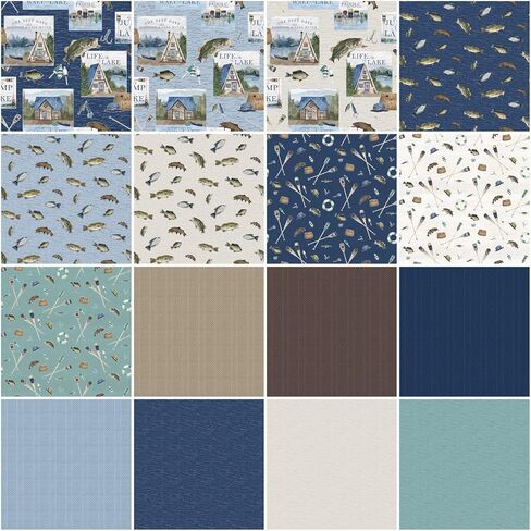 Tara Reed Wake at the Lake 5" Stacker 42 5-inch Squares Charm Pack Riley Blake Designs 5-14890-42 in Saudi Arabia