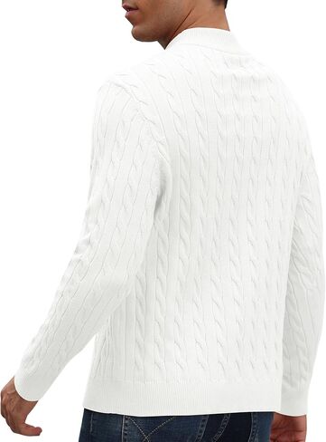 Aimeilgot Mens Quarter Zip Sweaters Turtleneck Knit Long Sleeve Twisted Pattern Casual Slim Fit Pullover Sweater in Saudi Arabia